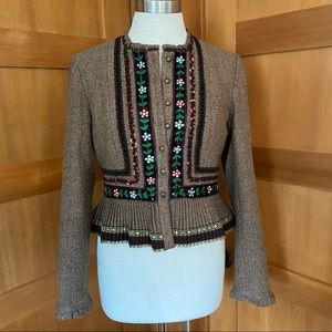Nanette Lepore Jacket with Embroidered Trim and Metallic Details